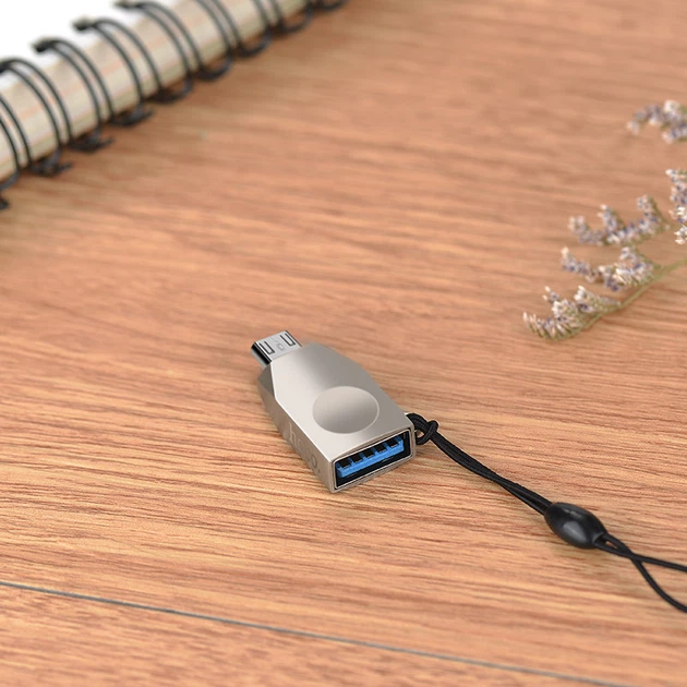 Адаптер OTG HOCO UA10 USB - microUSB Pearl Nickel - изображение 6