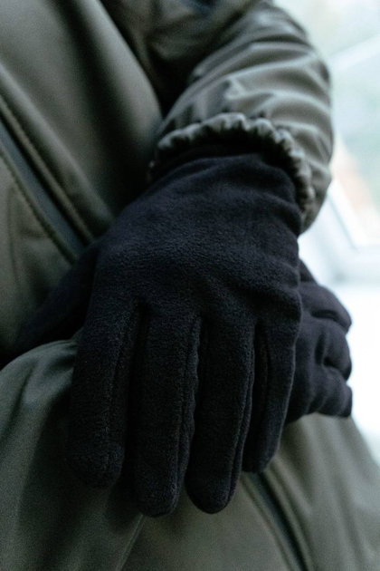 Теплі флісові рукавиці чорні - зображення 1