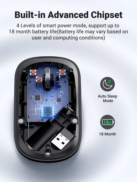 Mysz Ugreen MU001 Portable Wireless Gray (6957303893737) - obraz 6
