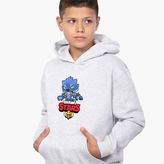 Детский худи Бравл Старс Леон Волк (Brawl Stars Leon WereWolf) Светло ...