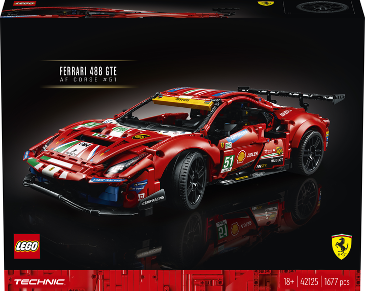 Zestaw klocków LEGO Technic Ferrari 488 GTE AF Corse #51 1677 elementów (42125) - obraz 1