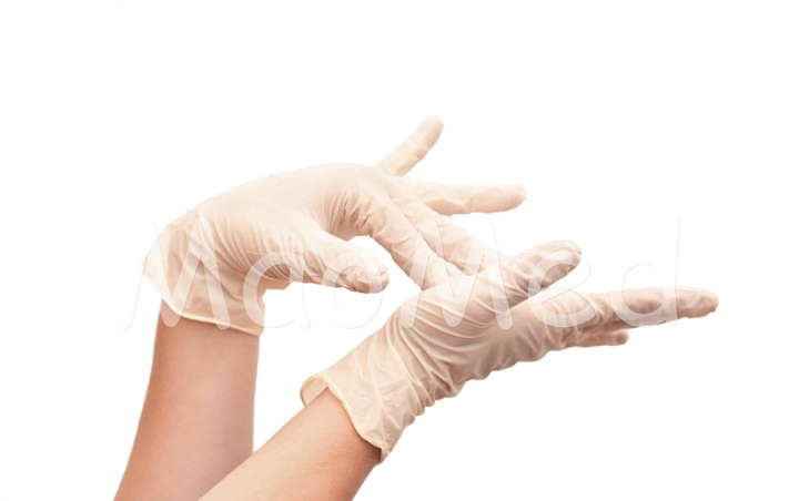 Латексные перчатки Medicom SafeTouch Strong (5,5 г) текстурированные без пудры размер M 100 шт. Белые - изображение 2