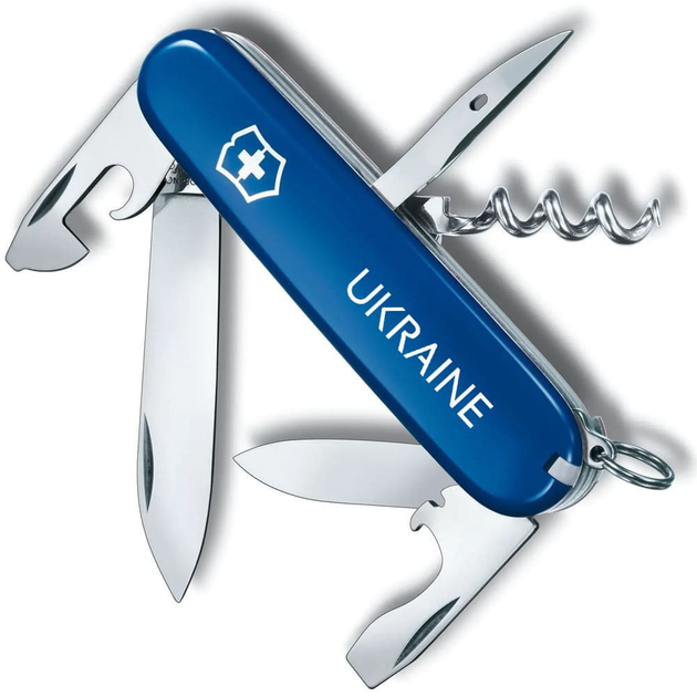 Ніж складаний 91 мм, 12 функцій Victorinox SPARTAN UKRAINE Синій/Ukraine білий - зображення 1