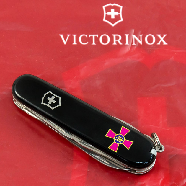 Нож складной 91 мм, 14 функций Victorinox CLIMBER ARMY Черный/Эмблема ВСУ - изображение 2