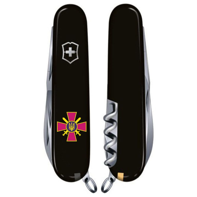 Нож складной 91 мм, 14 функций Victorinox CLIMBER ARMY Черный/Эмблема СВ ВСУ - изображение 2