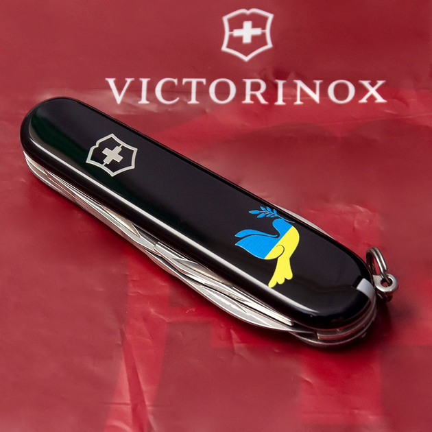 Нож складной 91 мм, 12 функций Victorinox SPARTAN UKRAINE Черный/Голубь мира сине-желтый - изображение 2