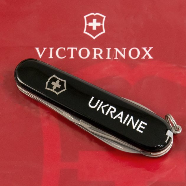 Ніж складаний 91 мм, 12 функцій Victorinox SPARTAN UKRAINE Чорний/Ukraine білий - зображення 2