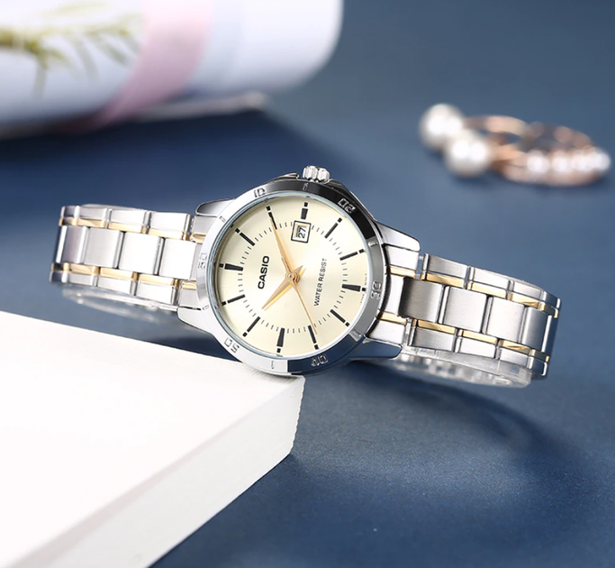 Женские наручные часы CASIO LTP-V004SG-9AUDF Серебро\Золото Нержавеющая сталь - изображение 3