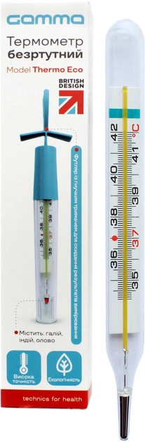 Термометр медицинский Gamma Thermo Eco стеклянный жидкостный без ртути (6948647010508) - изображение 1