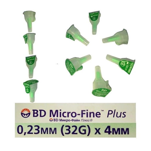 Голки 4 мм для шприц-ручок інсулінових - BD Micro-Fine Plus 32G, 1 шт - изображение 1
