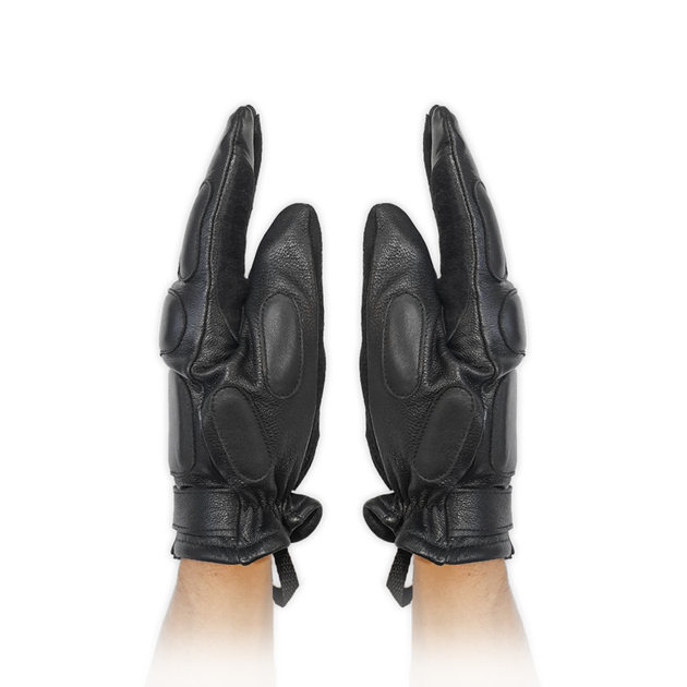 Тактичні шкіряні зимові рукавички на флісовій підкладці GlovesUA мод.312-б Чорний 9 - зображення 2