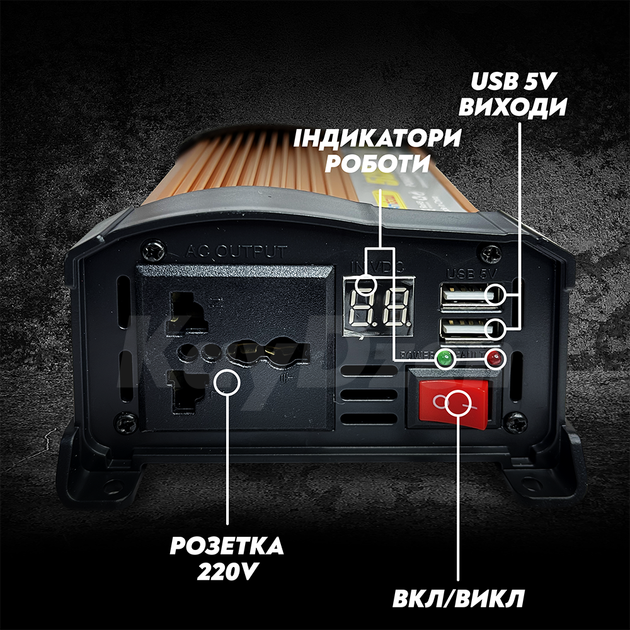 Преобразователь напряжения Andowl Q-KS500Х1 500 Ватт инвертор 500W с модифицированным синусом Italy - Фото 4 Преобразователь напряжения Andowl Q-KS500Х1 500 Ватт инвертор 500W с модифицированным синусом Italy - изображение 4