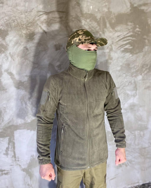 Армейская Кофта флисовая VOGEL карманы на рукавах Цвет оливковый S - изображение 1