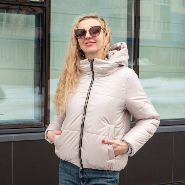 Женская куртка весенняя UF-Fashion Короткая- ПКС 56 молочный ...