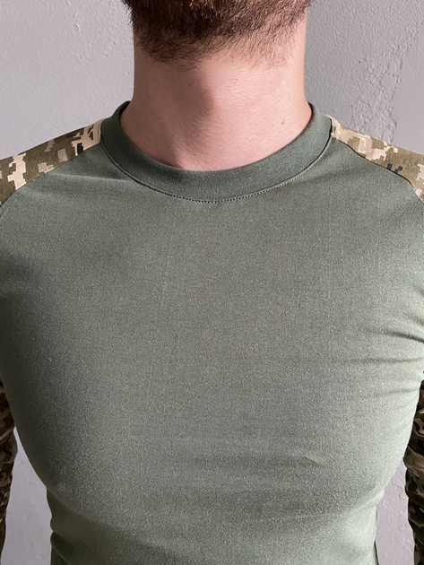 Военная футболка с длинным рукавом (военный лонгслив) Cedra Military XS Олива+Пиксель - изображение 2