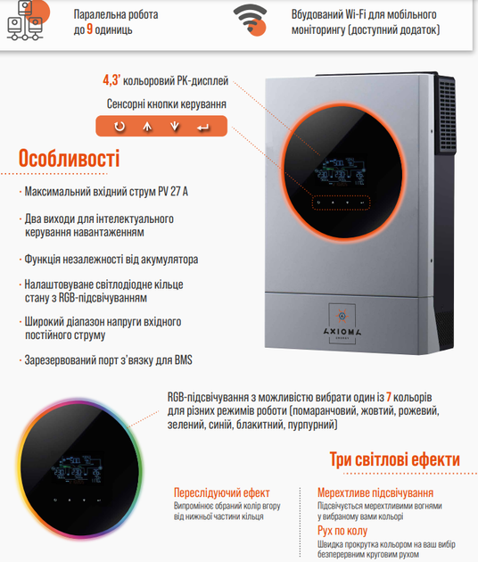 Інвертор AXIOMA Energy ISMPPT BFP DOU 6000 - зображення 3