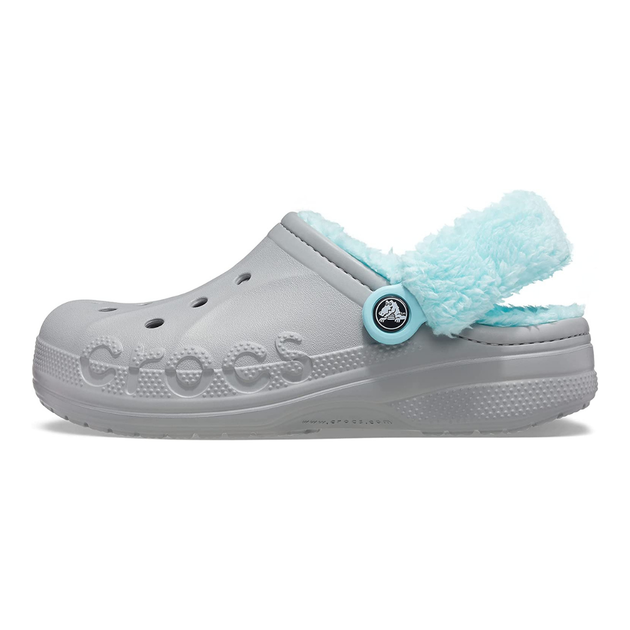 Зимові утеплені крокси Crocs Baya Lined Fuzz-Strap Clogs 40-41 р 25.8-26.7 см Сірі з бірюзовим 206633-0IG M8/W10 Grey/Ice blue - зображення 3