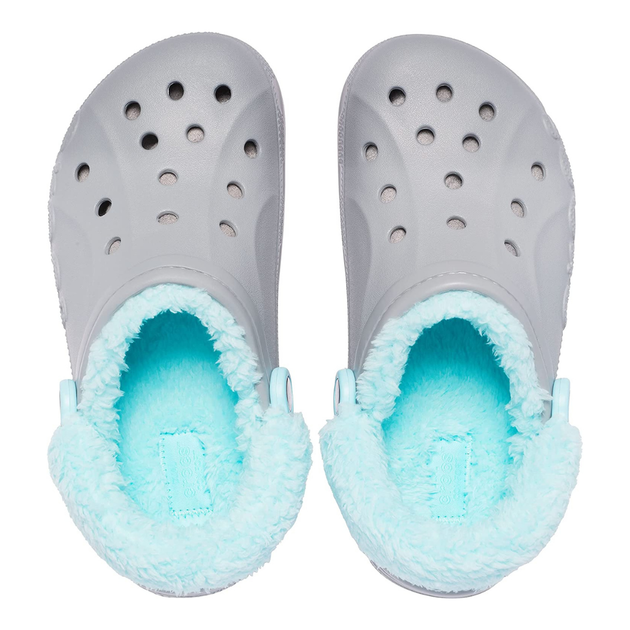 Зимові утеплені крокси Crocs Baya Lined Fuzz-Strap Clogs 40-41 р 25.8-26.7 см Сірі з бірюзовим 206633-0IG M8/W10 Grey/Ice blue - зображення 4