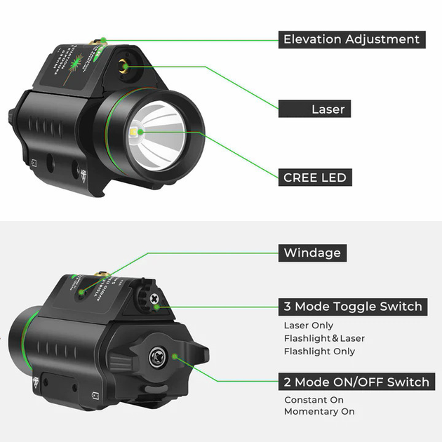 Подствольный фонарь с лазерным целеуказателем EZshoot Зелёный лазер - изображение 2
