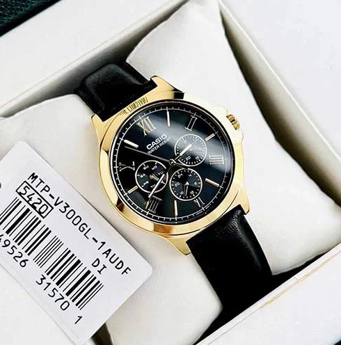 Наручные часы Casio MTP-V300GL-1AUDF Золото\Черный Натуральная кожа - изображение 4