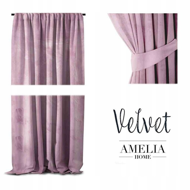 Штора блек-аут AmeliaHome Velvet 140 х 270 см (4251758670113) пудровий рожевий - зображення 5