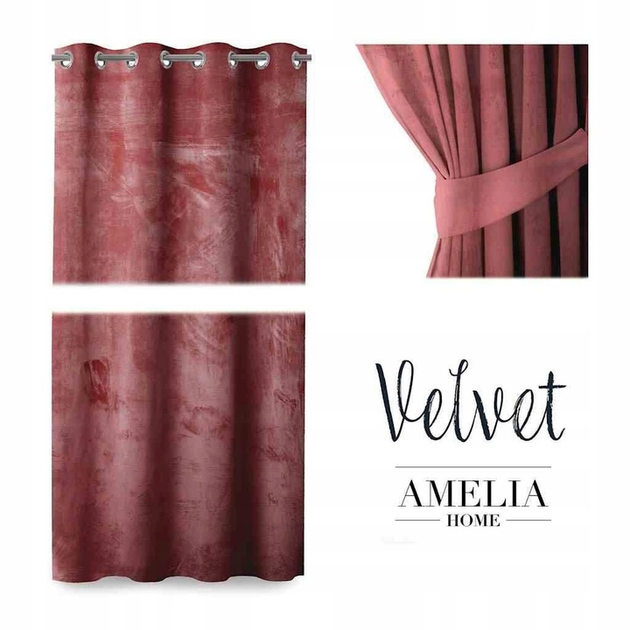 Штора блек-аут на люверсах AmeliaHome Velvet 140 х 270 см (13050716676) рожевий - Фото 5 Штора блек-аут на люверсах AmeliaHome Velvet 140 х 270 см (13050716676) рожевий - изображение 5