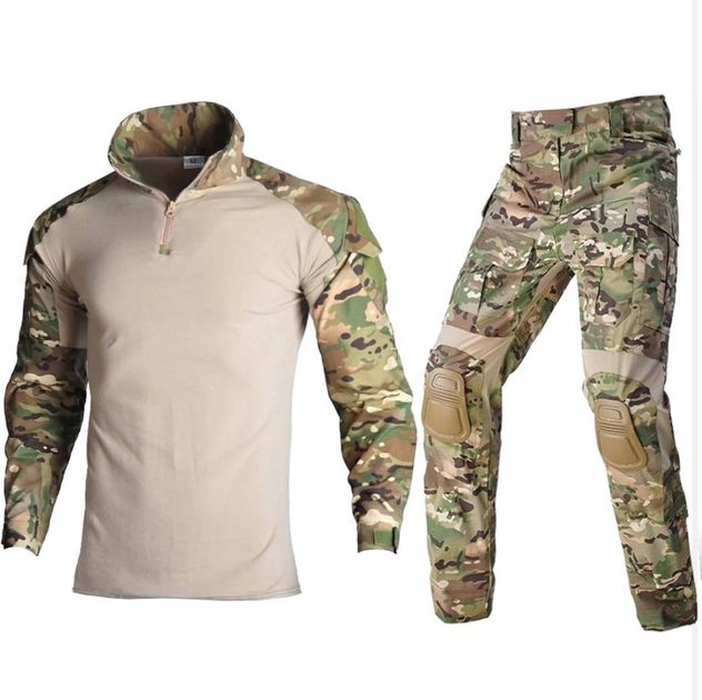 Військова форма (убакс та штани) з наколінниками та налокітниками Камуфляж XXL - зображення 1