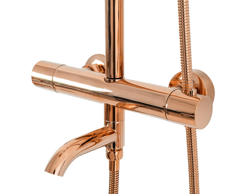 Душовий гарнітур REA LUNGO ROSE GOLD з термостатом та виливом - зображення 4