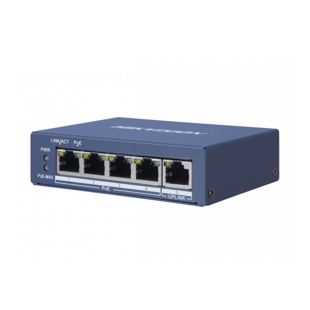 Коммутатор POE Hikvision 48V DS-3E0505P-E 4 портов POE + 1 порт ...