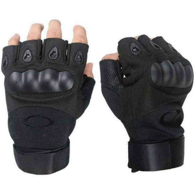 Тактичні рукавички з відкритими пальцями Oakley Чорний XL - зображення 1