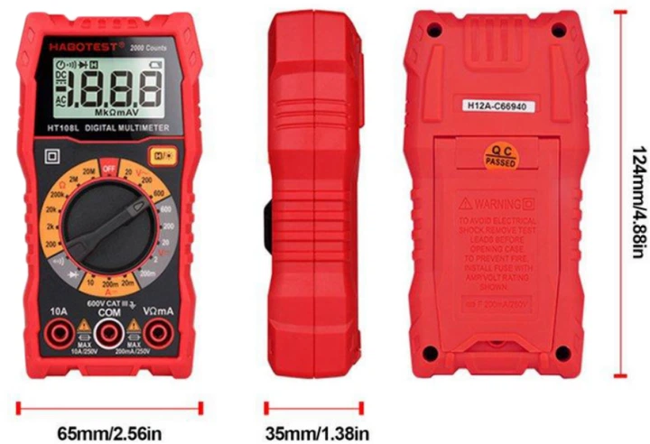 Miernik HABOTEST DC600V/10A, AC600V (HT108L) - obraz 3