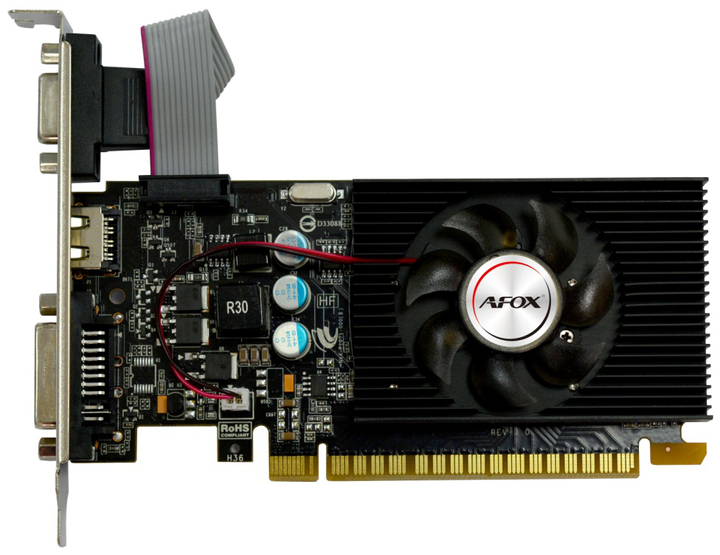 Відеокарта AFOX PCI-Ex GeForce GT220 1GB DDR3 (128bit) (668/1308) (DVI, VGA, HDMI) (AF220-1024D3L2) - зображення 1