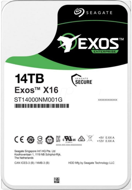 Жорсткий диск Seagate Exos X16 HDD 14TB 7200rpm 256MB ST14000NM001G 3.5" SATA III - зображення 1