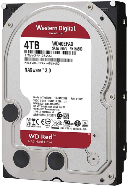 Жорсткий диск Western Digital Red 4TB 5400rpm 256MB WD40EFAX 3.5" SATA III - зображення 2