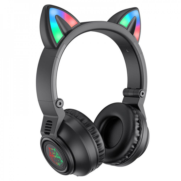Бездротові Bluetooth навушники Borofone BO18 "Котячі вушка" LED MP3 ...
