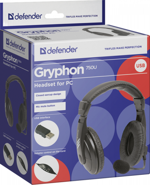 Навушники Defender Gryphon 750u Black (63752) - зображення 6