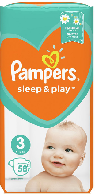 Pieluchy Pampers Sleep & Play Rozmiar 3 (Midi) 6-10 kg 58 szt. (4015400224211) - obraz 1