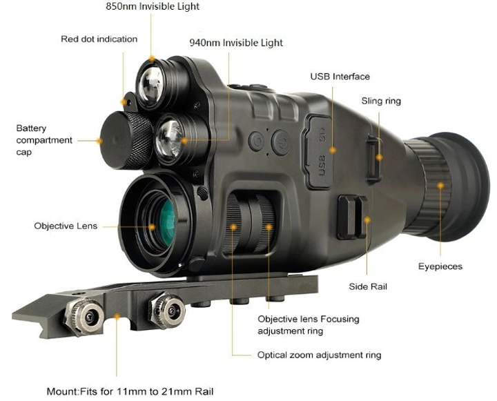 Приціл (монокуляр) нічного бачення Henbaker CY789 Night Vision до 400м з кріпленням - зображення 2