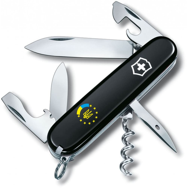 Ніж складаний швейцарський 91 мм/12 функцій Victorinox SPARTAN UKRAINE Чорний/Україна ЄС - зображення 1