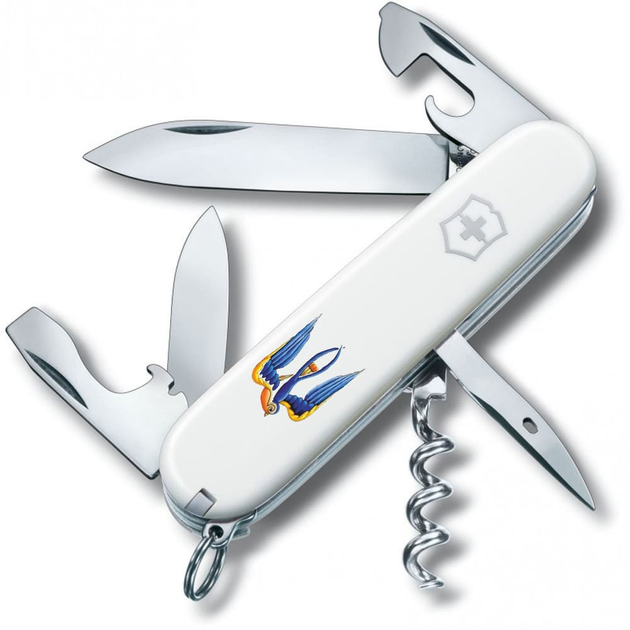 Нож складной швейцарский 91 мм/12 функций Victorinox SPARTAN UKRAINE Белый/Трезубец-Ласточка - изображение 1