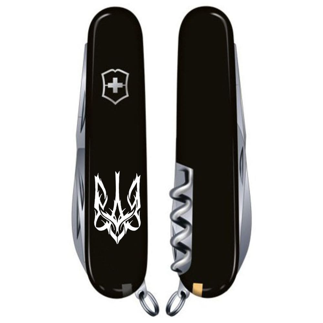 Нож складной швейцарский 91 мм/12 функций Victorinox SPARTAN UKRAINE Черный/Трезубец готический белый - изображение 2