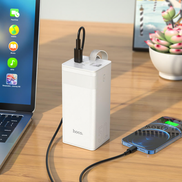 Павербанк с фонариком Hoco 50000 mAh J86A 22.5W Quick Charge white Power Bank Hoco (124223) - изображение 3