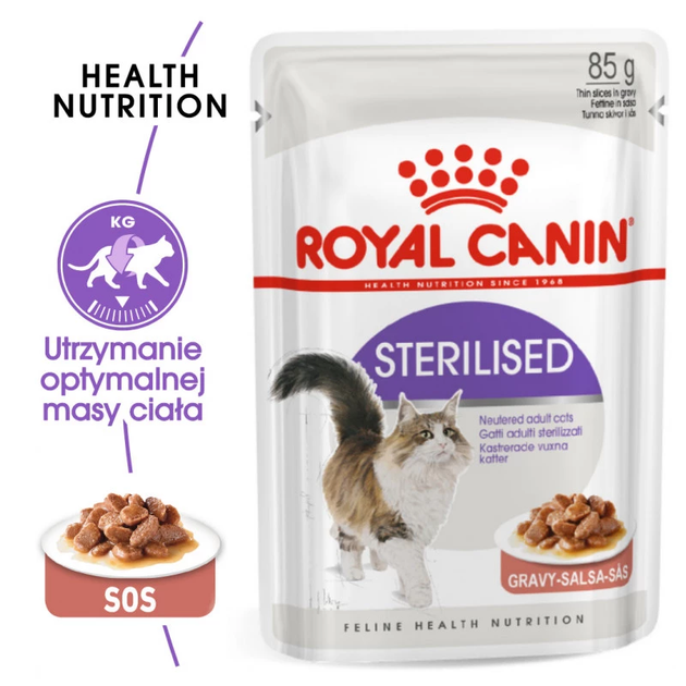 Вологий корм для стерилізованих кішок ROYAL CANIN Sterilized шматочки в соусі 12х85г (9003579311295) - зображення 4