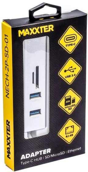 Концентратор USB-хаб Maxxter NECH-2P-SD-01 - Фото 2 Концентратор USB-хаб Maxxter NECH-2P-SD-01 - зображення 2