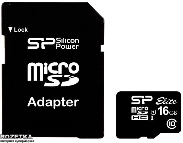 Silicon Power microSDHC 16GB Elite UHS-I + SD-adapter (SP016GBSTHBU1V10SP) - obraz 1