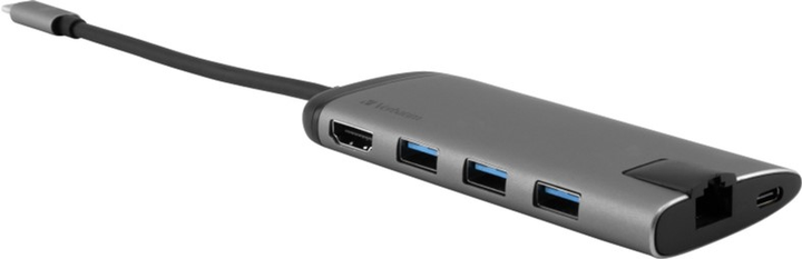 USB-хаб Verbatim USB-C USB 3.1 GEN 1 / USB 3.0x3 / HDMI / SDHC / MicroSDHC / RJ45 (49142) - зображення 1