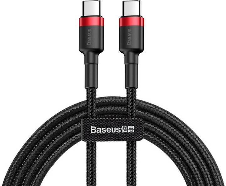 Кабель Baseus Cafule USB Type-C 3A 60W 1.0 м Black/Red (CATKLF-G91) - зображення 1