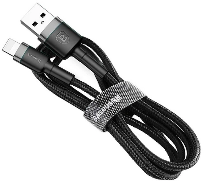 Kabel Lightning Baseus Cafule - USB 2,0 m 1,5 A Czarny (CALKLF-CG1) - obraz 2