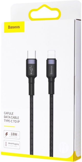 Kabel Baseus Cafule Type-C do Lightning PD 18W 1 m CATLKLF-G1 czarno-szary (CATLKLF-G1) - obraz 2