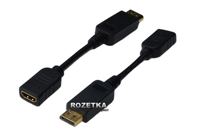 Adapter Digitus DisplayPort na HDMI (AM/AF) 0,15 m Czarny (AK-340400-001-S) - obraz 1